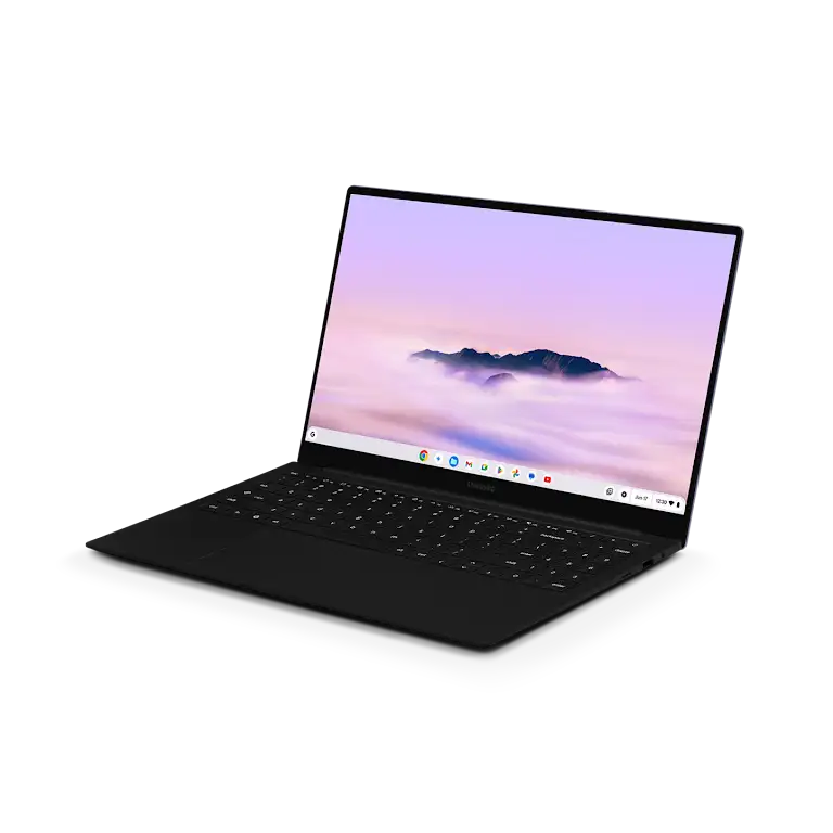 Samsung Galaxy Chromebook Plus device right side view.