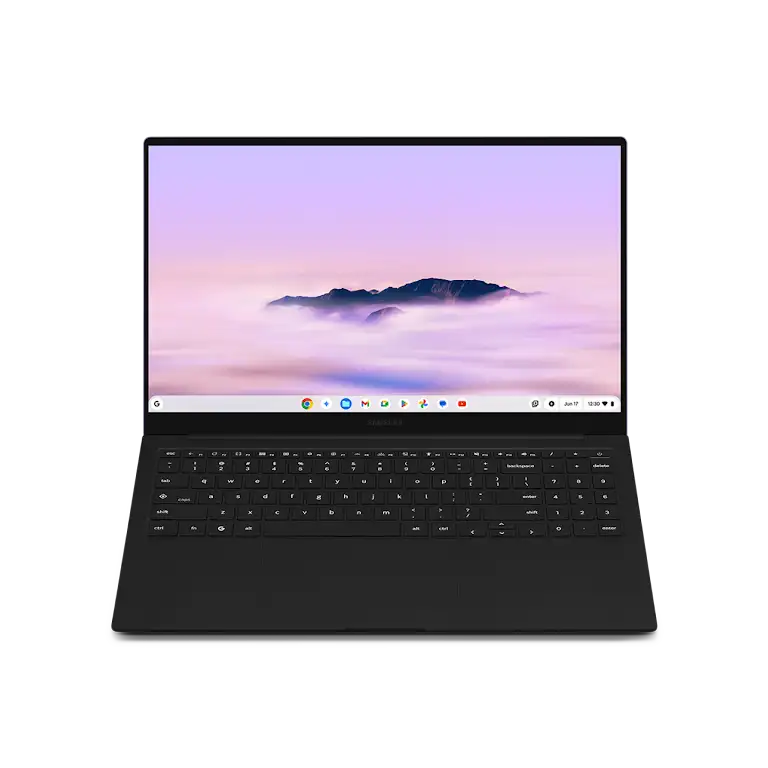 Samsung Galaxy Chromebook Plus device open laptop.