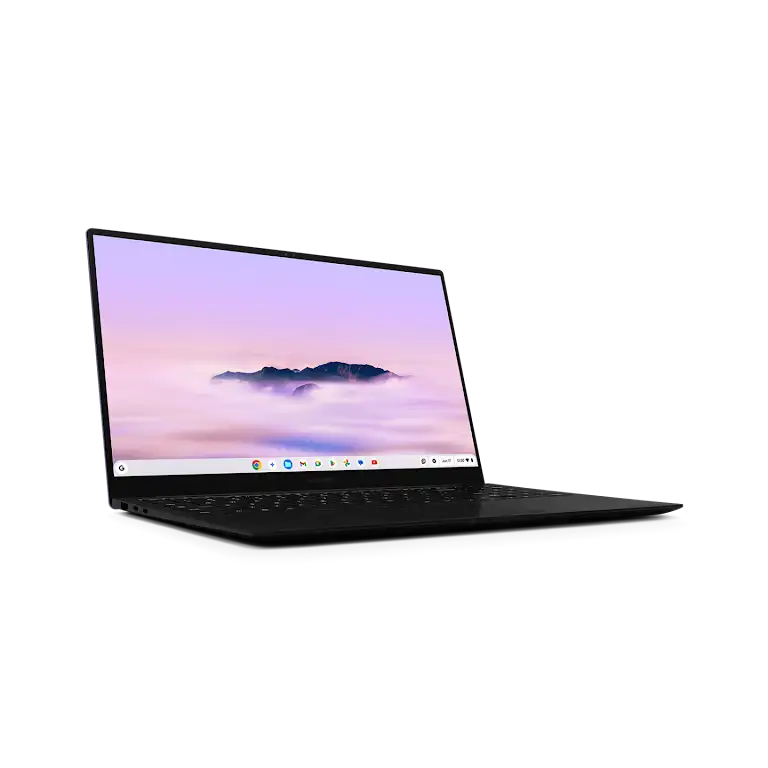 Samsung Galaxy Chromebook Plus device left side view.